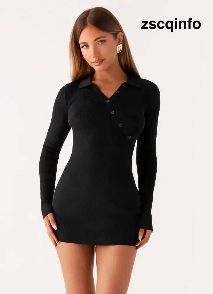 Off Duty Polo Dress - Black