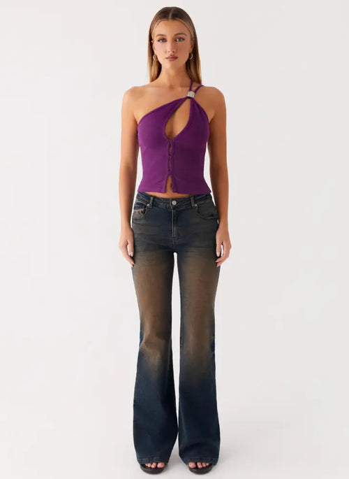Oregon Flared Denim Jeans - Dirty Black Wash