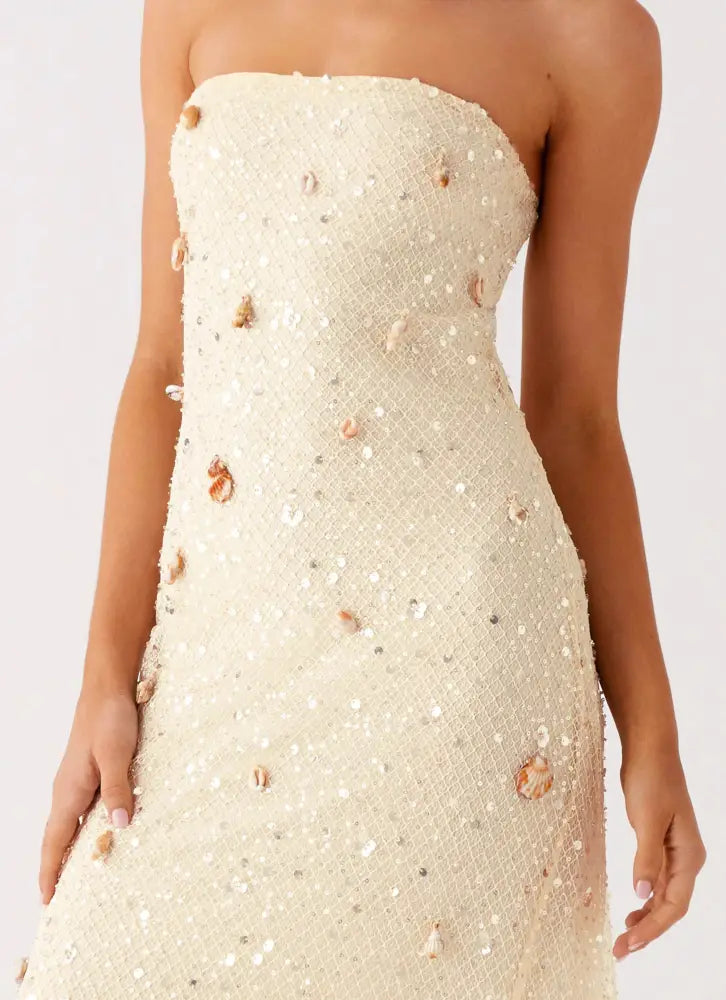 Orelli Shell Sequin Knit Maxi Dress - Ivory