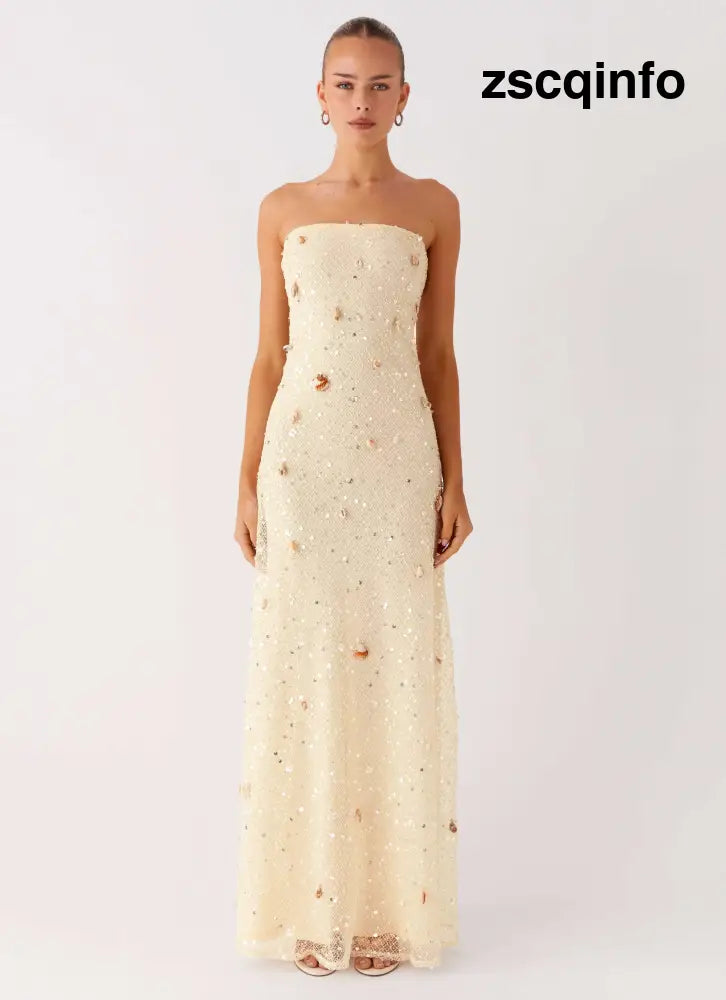 Orelli Shell Sequin Knit Maxi Dress - Ivory