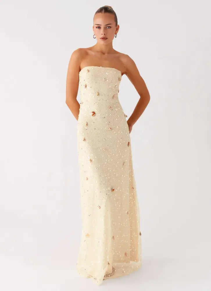 Orelli Shell Sequin Knit Maxi Dress - Ivory