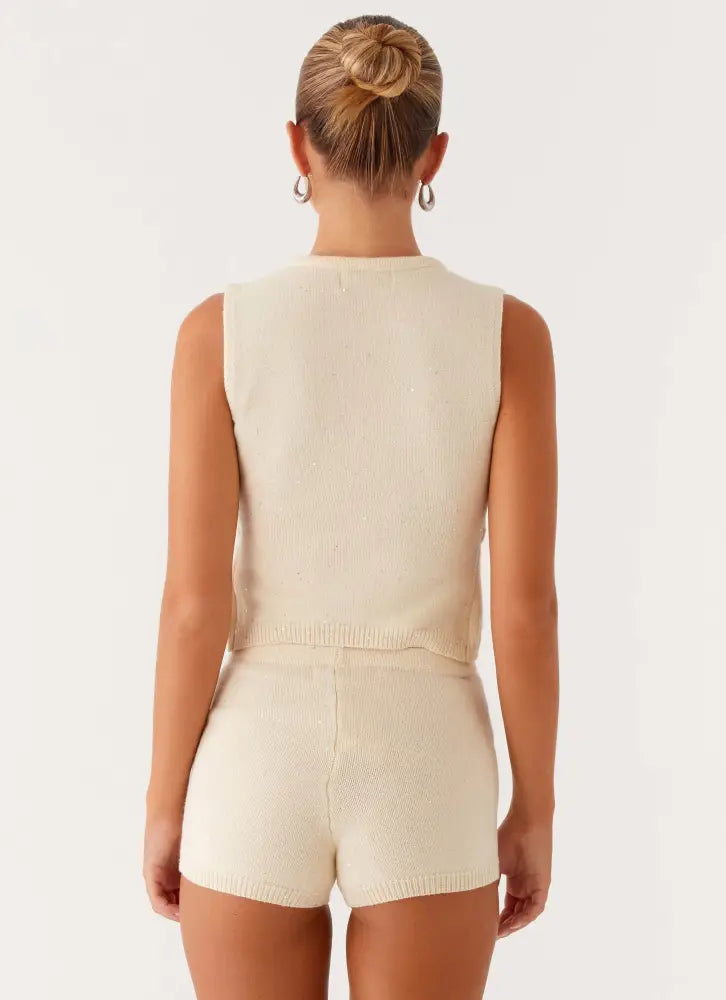 Ownley Sequin Knit Shorts - Ivory
