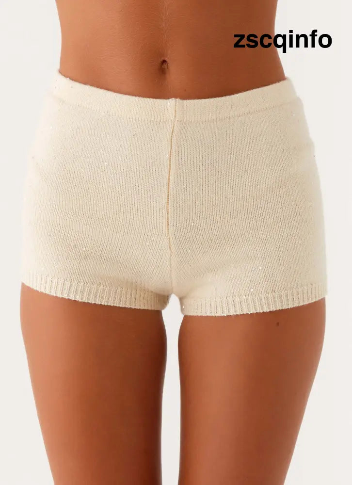 Ownley Sequin Knit Shorts - Ivory