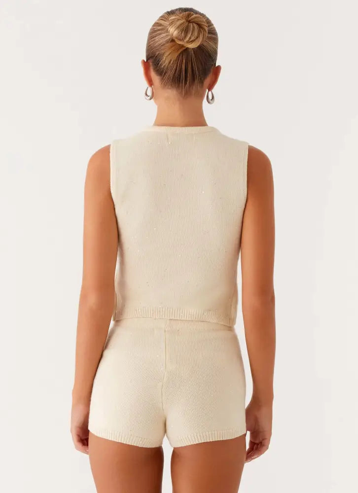 Ownley Sequin Knit Top - Ivory