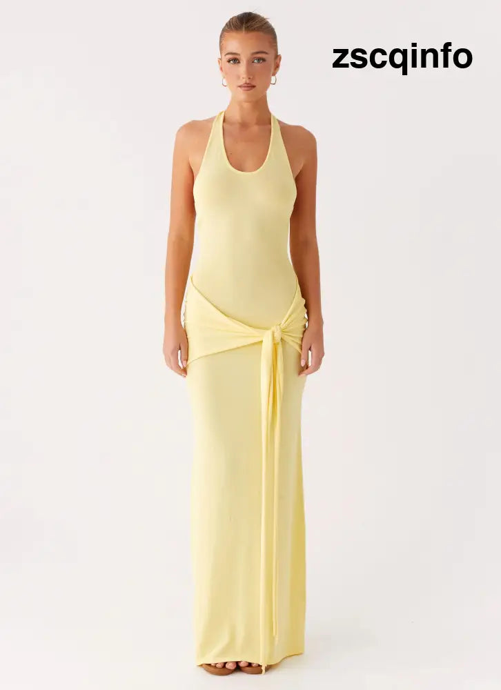 Pina Colada Knit Maxi Dress - Yellow