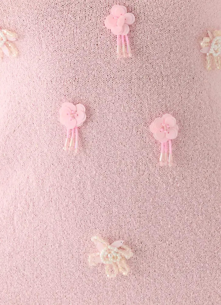 Roa Embellished Knit Mini Dress - Pink
